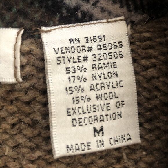 Victoria Jones Ramie Wool Cardigan Womens Sz M VTG Embroidered Patchwork Winter - Picture 16 of 16